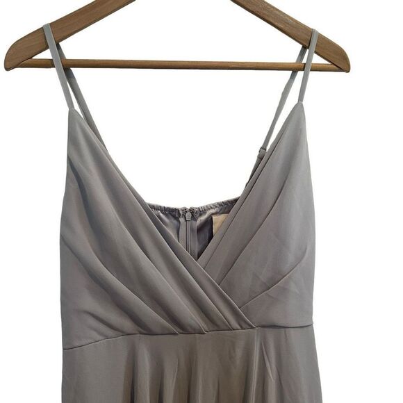 BHLDN Anthropologie Bridesmaid Gray Sweetheart Spaghetti Strap Maxi Dress Size M - Picture 4 of 8